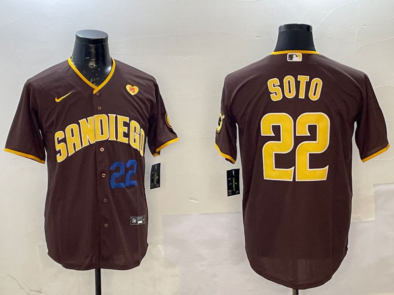 Men San Diego Padres 22 Soto Brown Game 2025 Nike MLB Jersey style 9